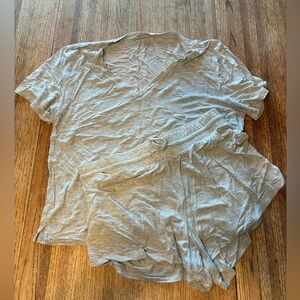Gray Short Sleeve Shirt and Shorts Sleep Set